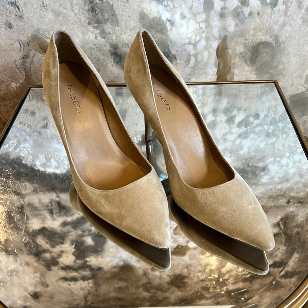 Talbots Taupe Suede Pointed-Toe Pumps